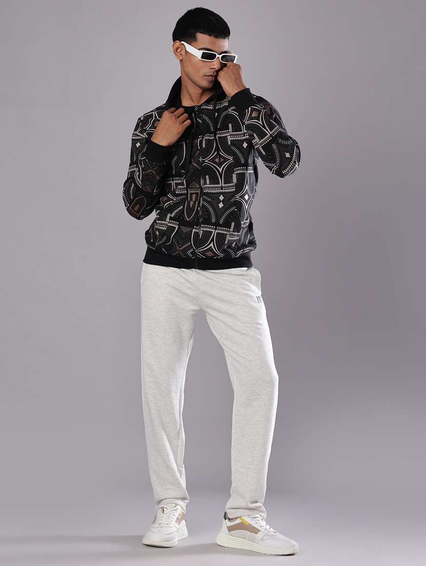 men melange mid rise full length track pant - 21978188 -  Standard Image - 4