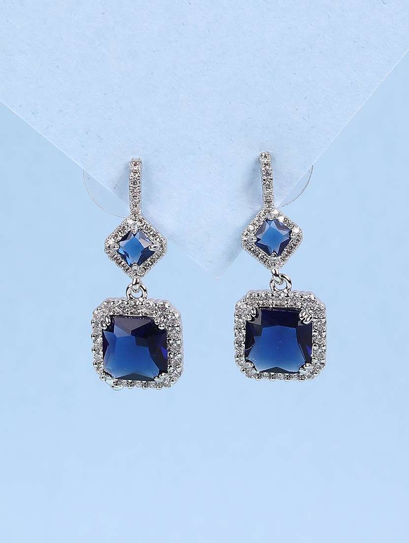 blue crystal cubic zirconia dangle earrings - 21978219 -  Standard Image - 1