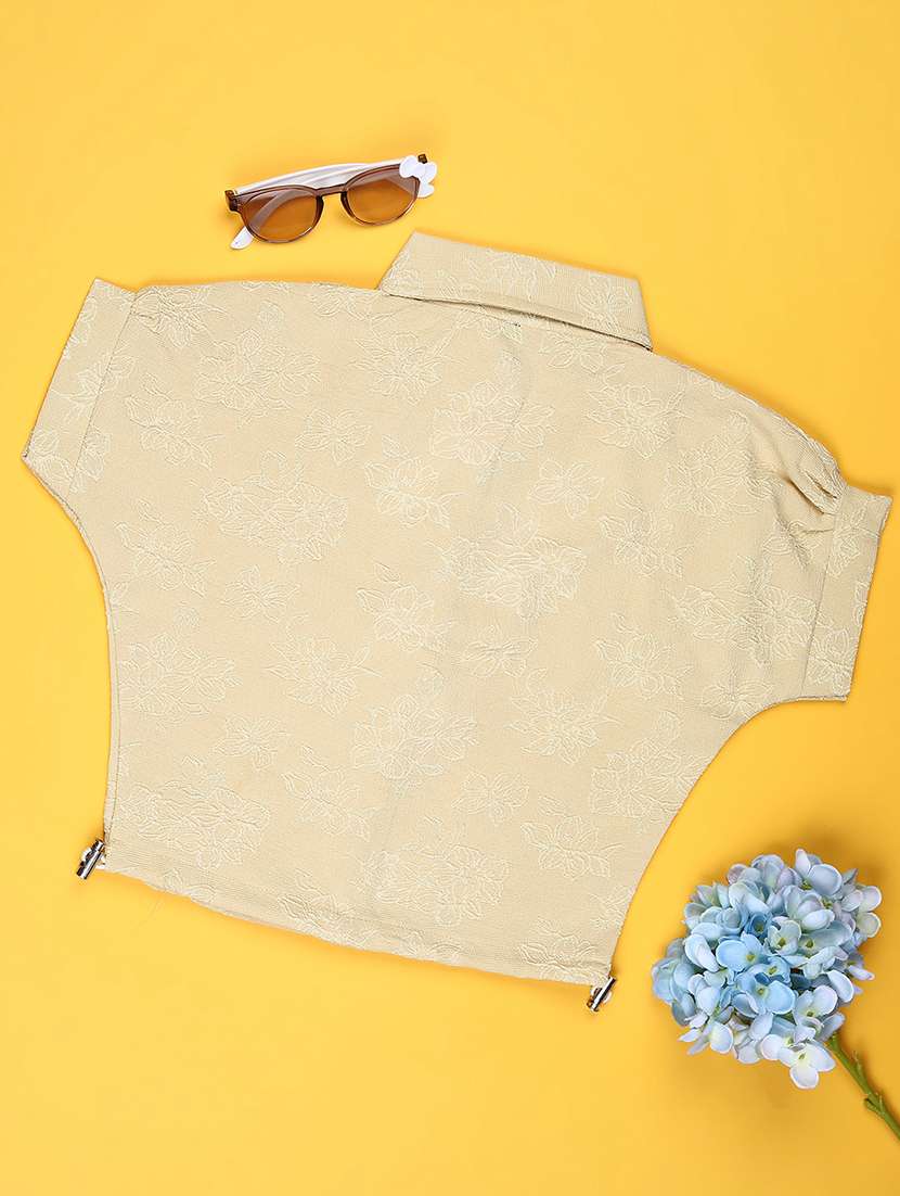 girls solid collared short sleeve top - 21978297 -  Standard Image - 1