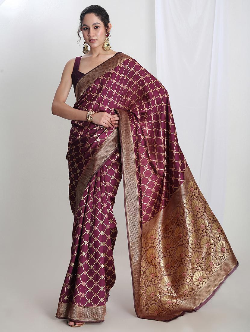 women self design banarasi saree with blouse