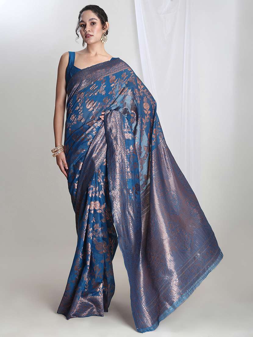 women self design banarasi saree with blouse