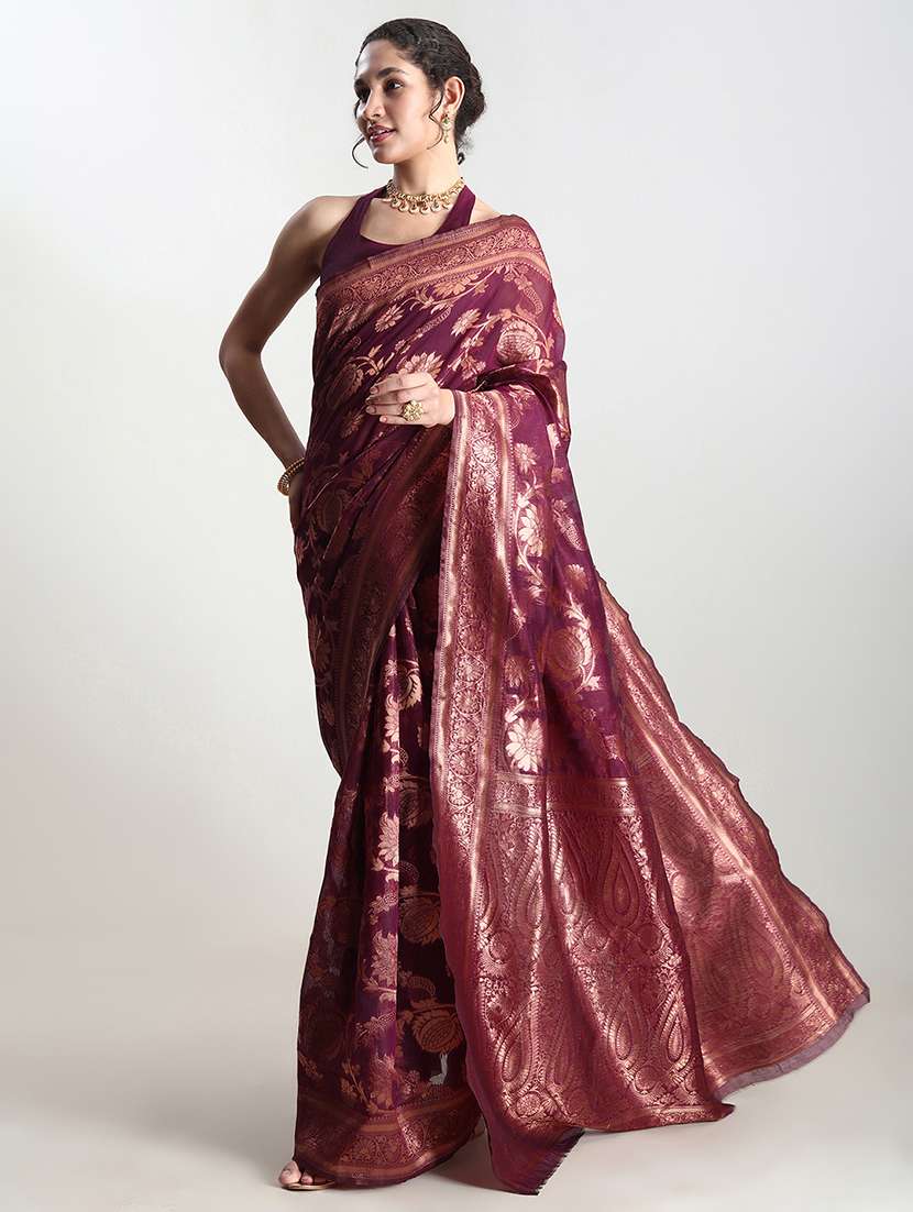 women self design banarasi saree with blouse