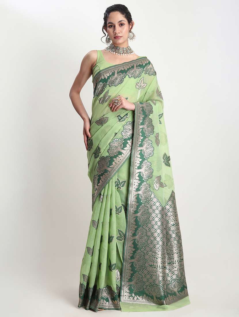 women self design banarasi saree with blouse