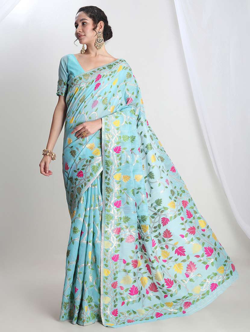 women floral banarasi saree with blouse - 21978427 -  Standard Image - 1