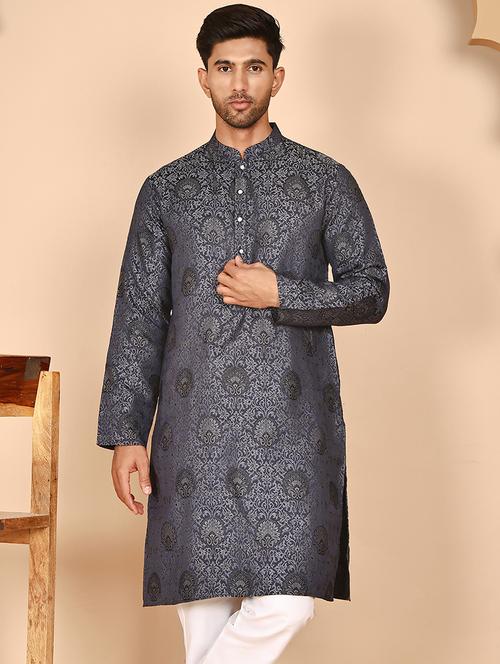 men self design mandarin neck long kurta - 21978490 -  Standard Image - 0