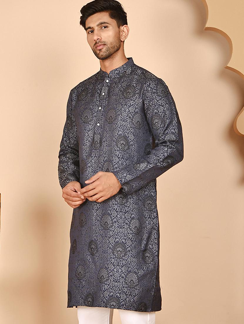 men self design mandarin neck long kurta - 21978490 - Standard Image - 4