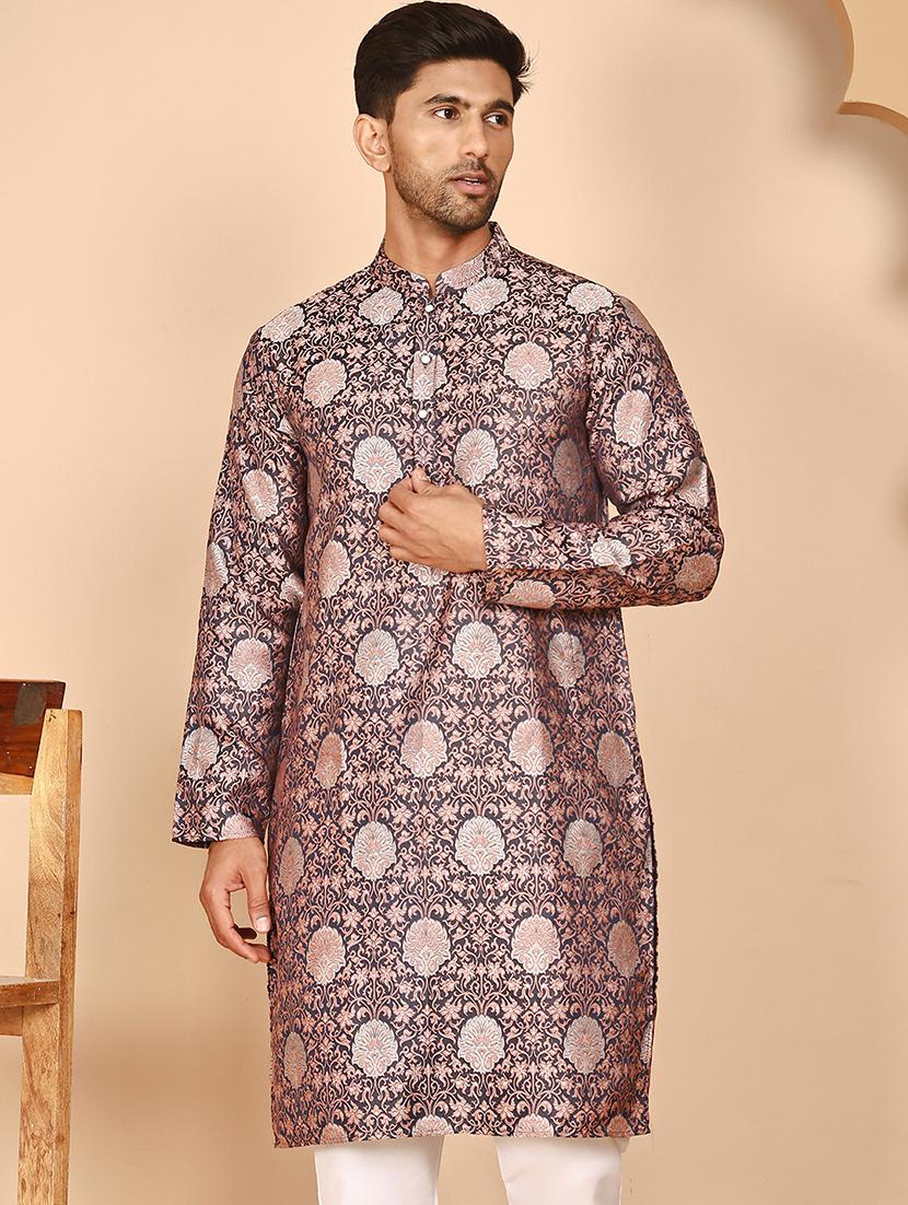 men self design mandarin neck long kurta - 21978491 - Zoom Image - 0