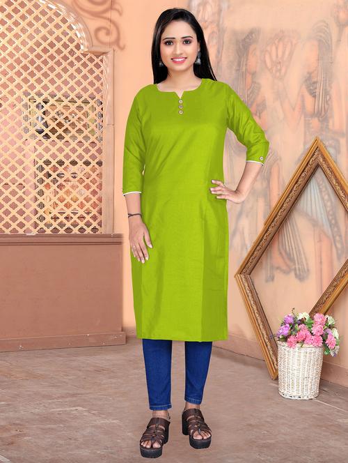women solid three quarter sleeve straight kurta - 21978504 - Standard Image - 0