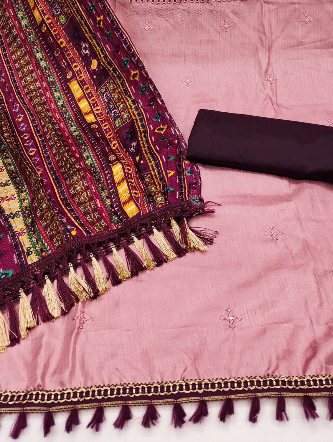 women solid with work embroidered unstitched suit set - 21978524 -  Standard Image - 1