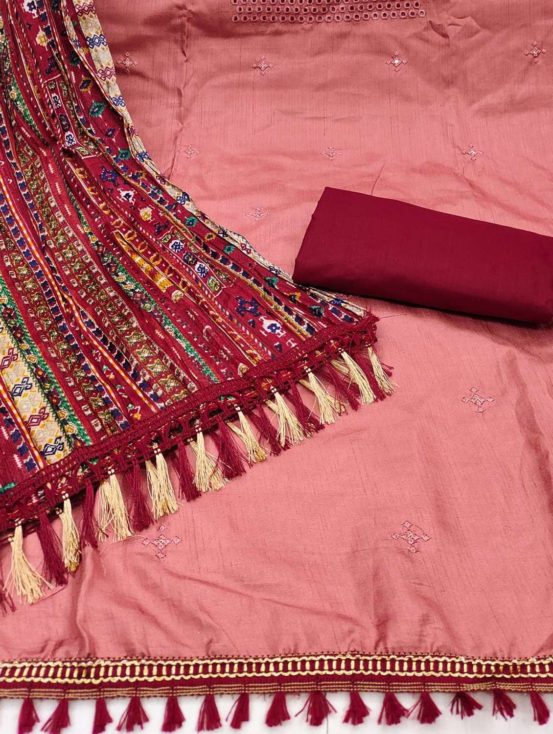 women solid with work embroidered unstitched suit set - 21978527 -  Standard Image - 1