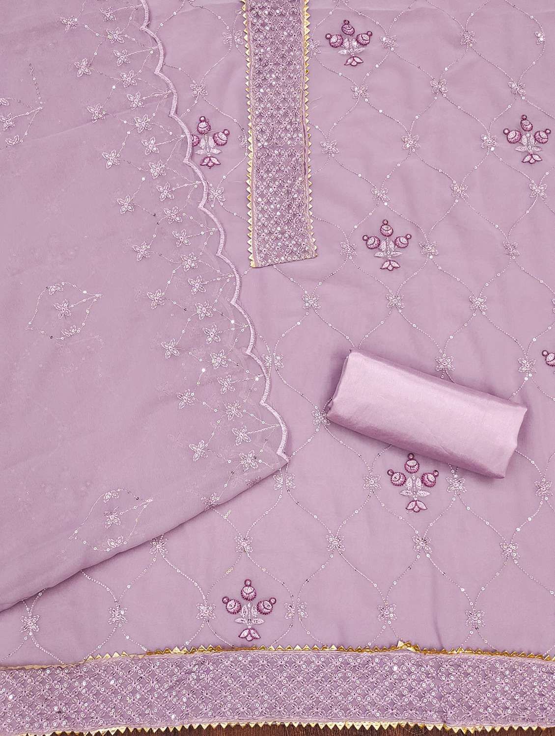 women solid with work embellished unstitched suit set - 21978534 -  Standard Image - 1