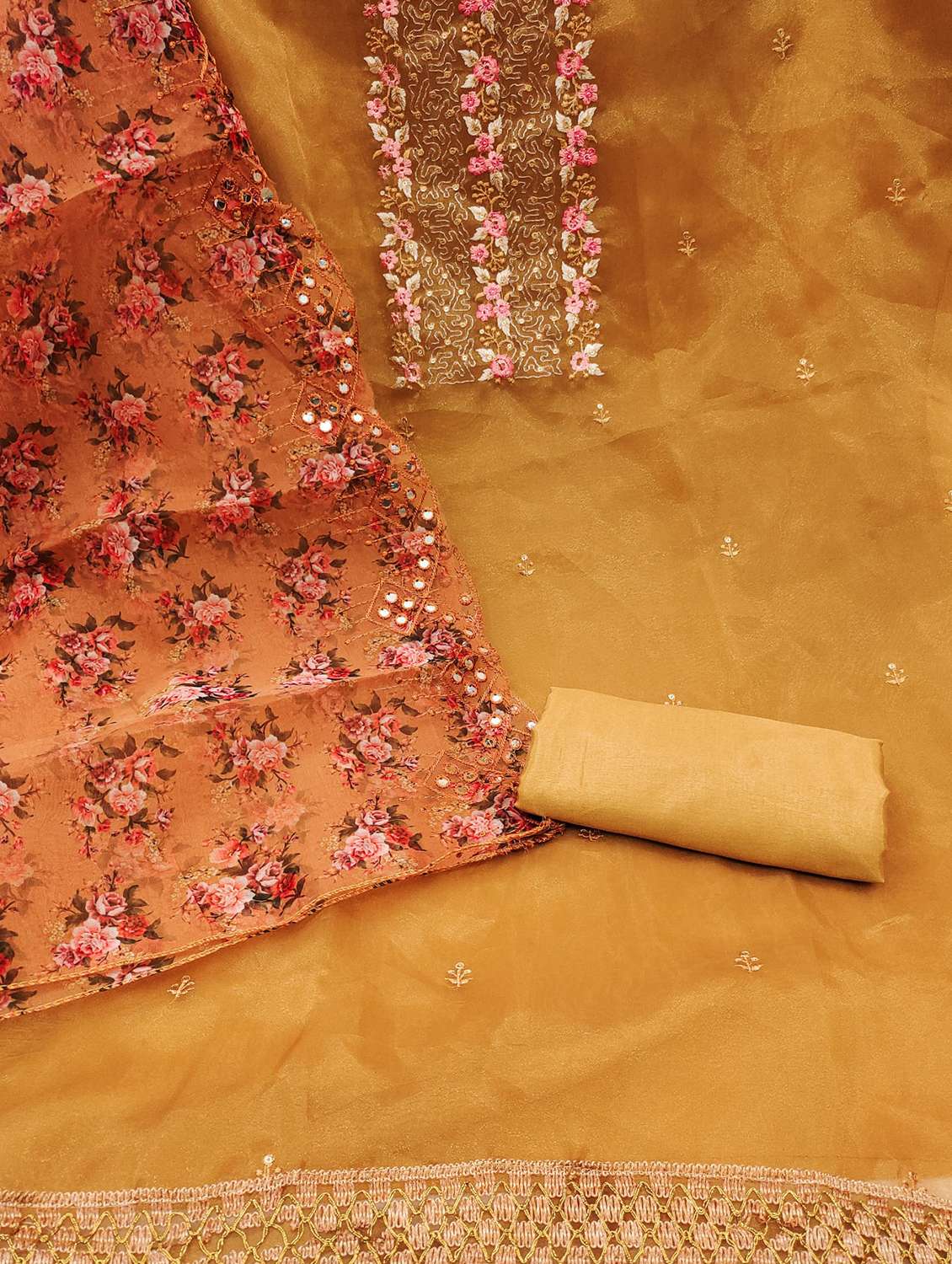 women solid with work embroidered unstitched suit set - 21978535 -  Standard Image - 1