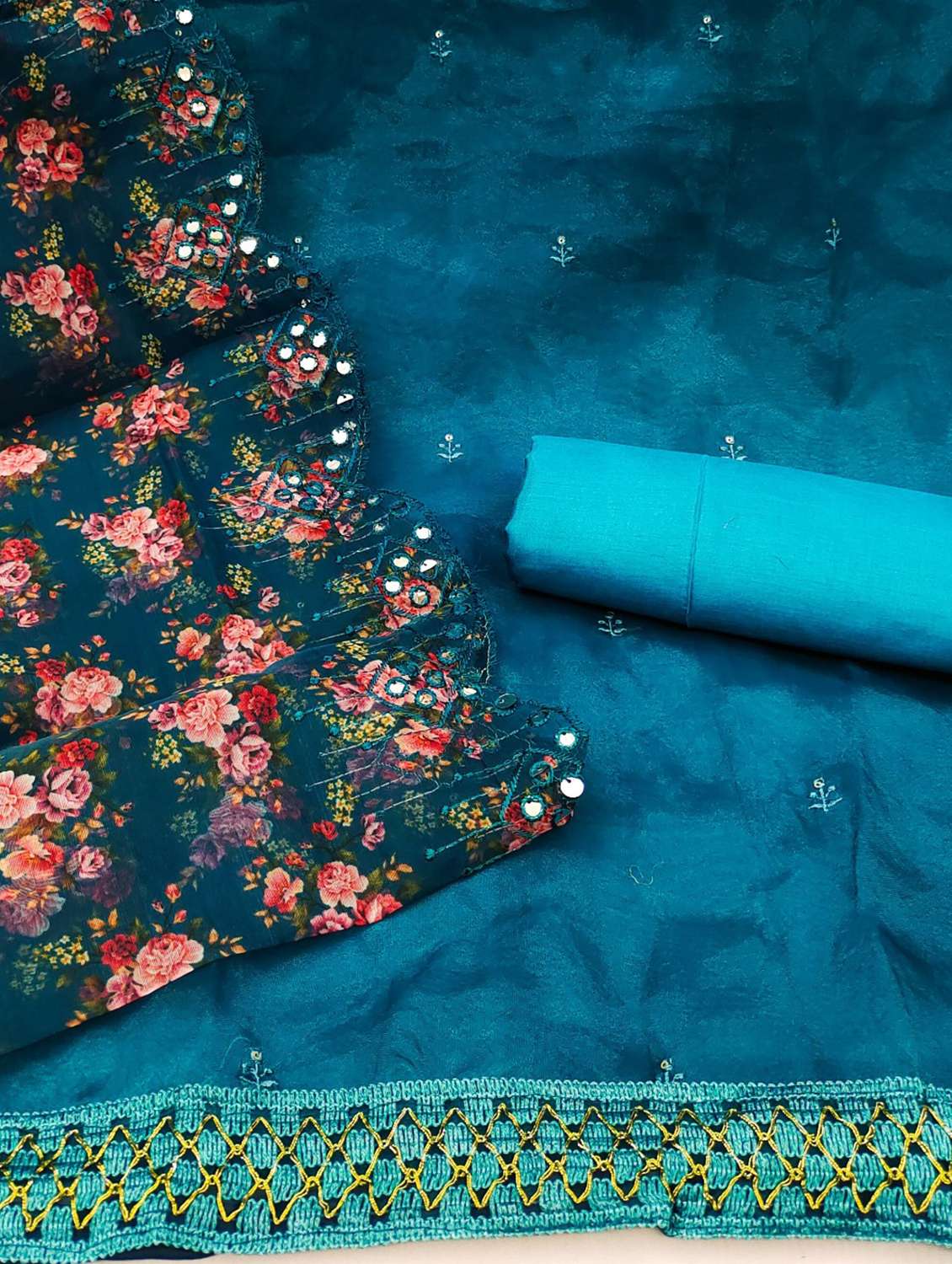 women solid with work embroidered unstitched suit set - 21978536 -  Standard Image - 1