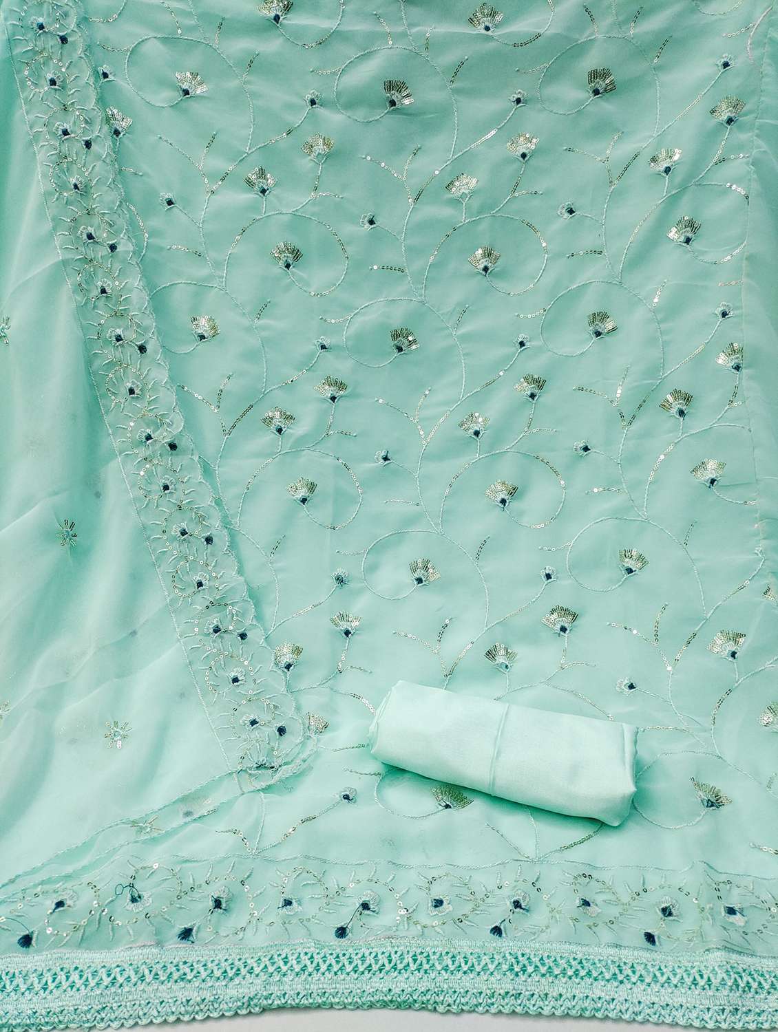 women solid with work embellished unstitched suit set - 21978539 -  Standard Image - 1