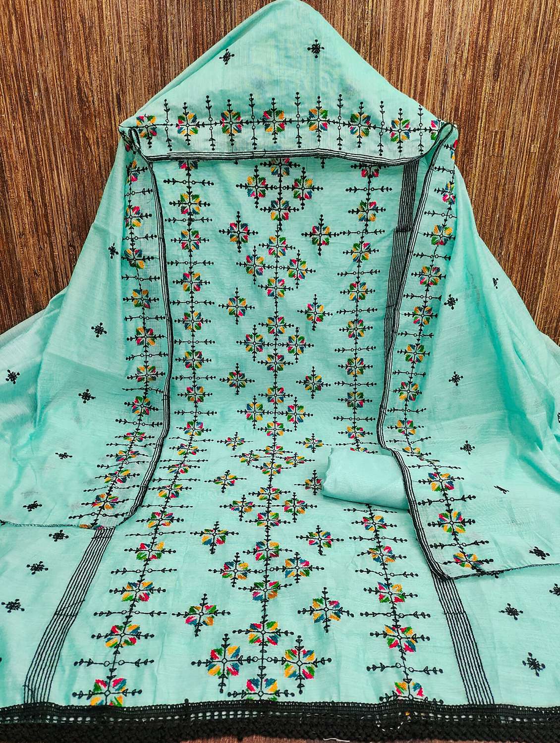 women solid with work embroidered unstitched suit set - 21978548 - Standard Image - 1