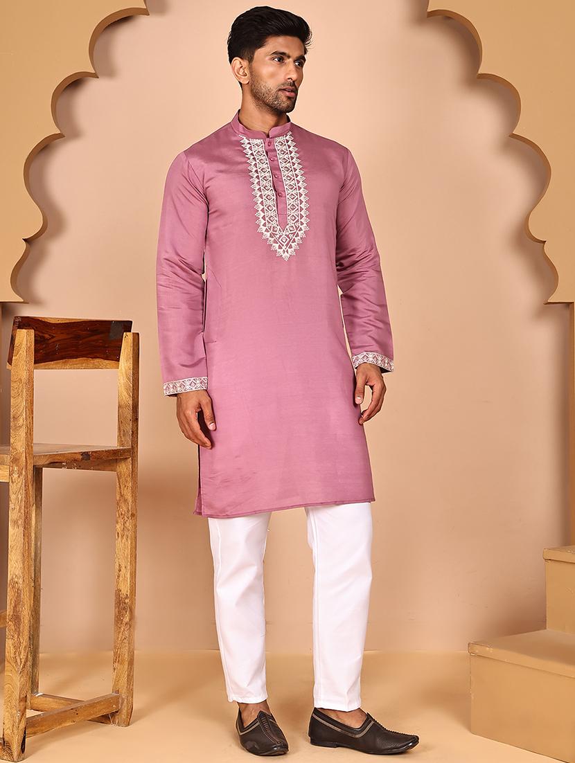 men mandarin neck kurta pyjama with jacket ethnic wear set - 21978573 - Standard Image - 1