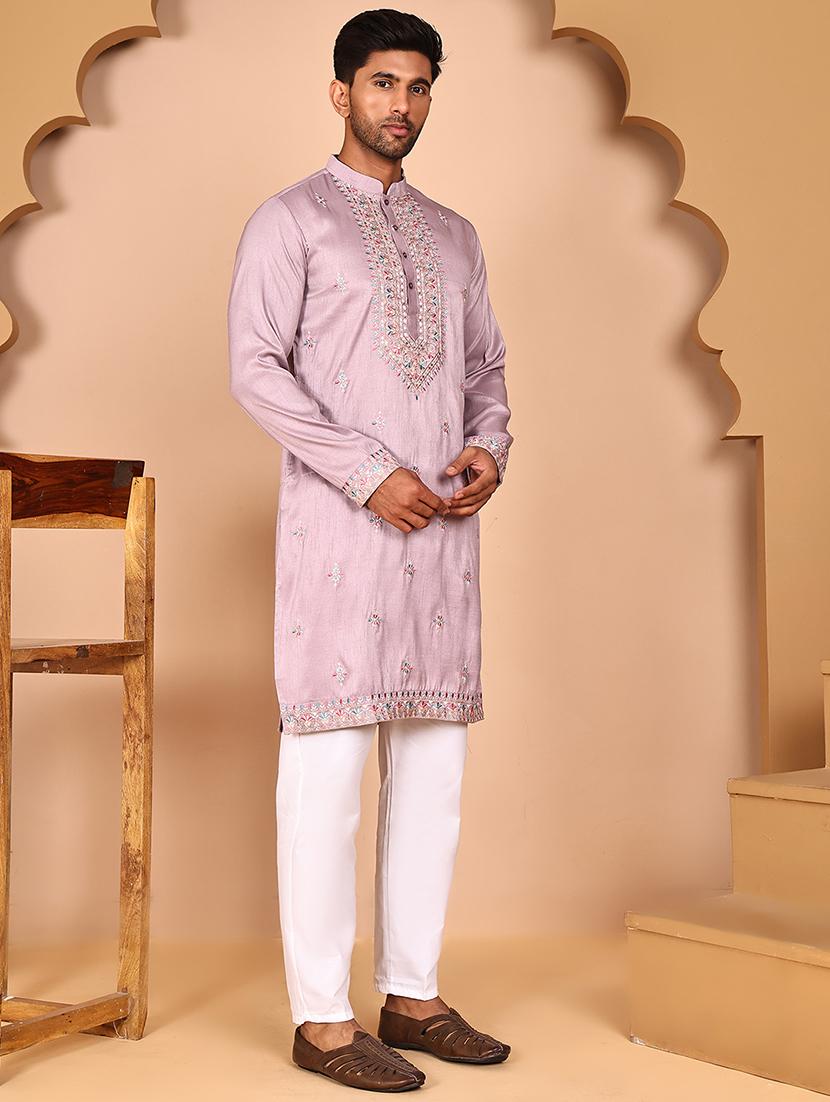 men mandarin neck kurta pyjama with jacket ethnic wear set - 21978575 - Standard Image - 1