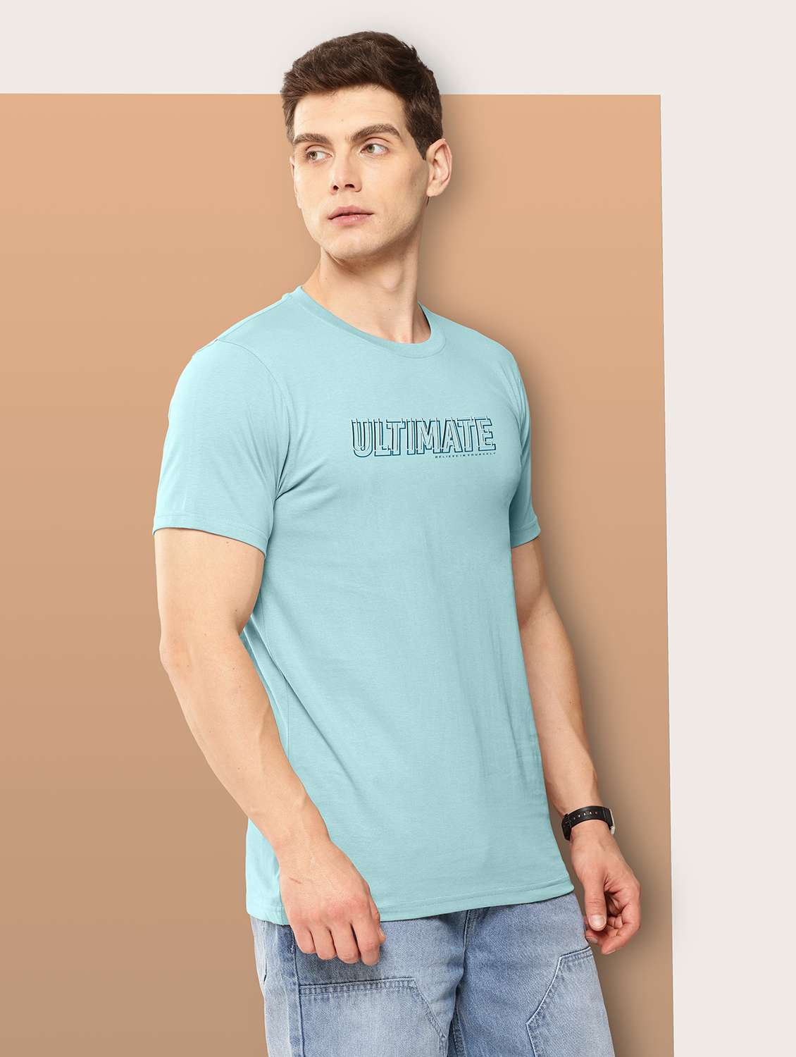 men chest print short sleeve regular fit t-shirt - 21978590 -  Standard Image - 1