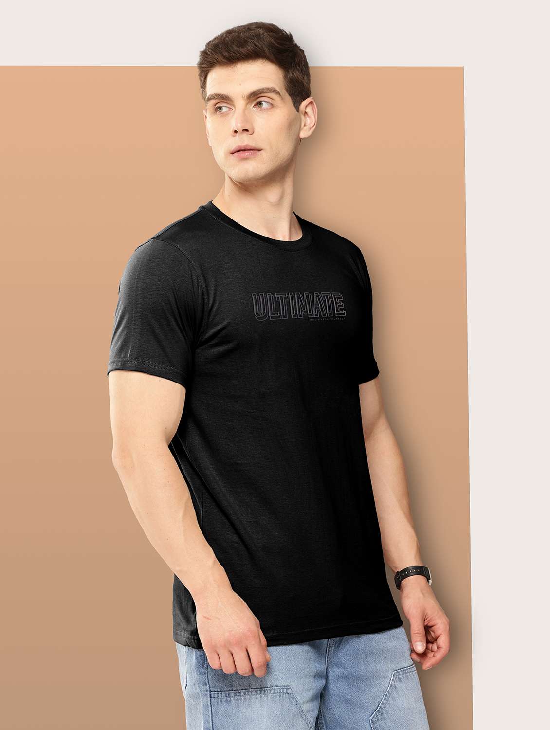 men chest print short sleeve regular fit t-shirt - 21978591 - Standard Image - 1