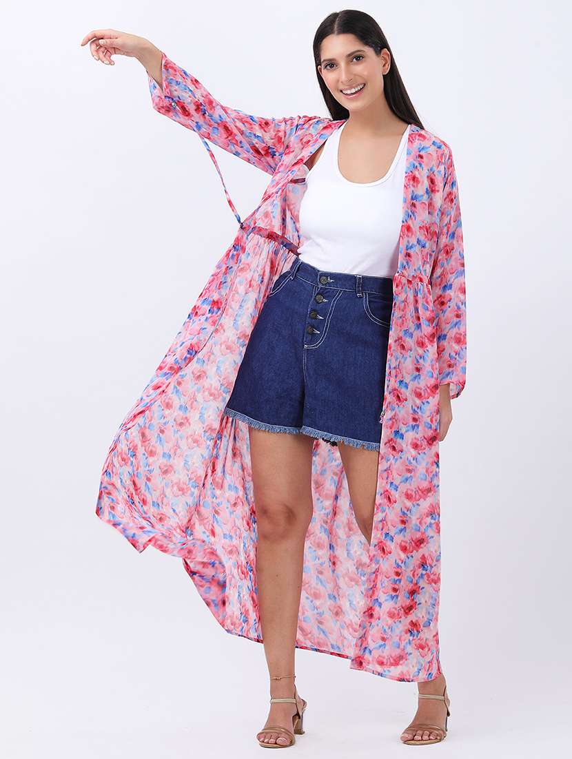women floral printed long sleeve shrug - 21978593 -  Standard Image - 1