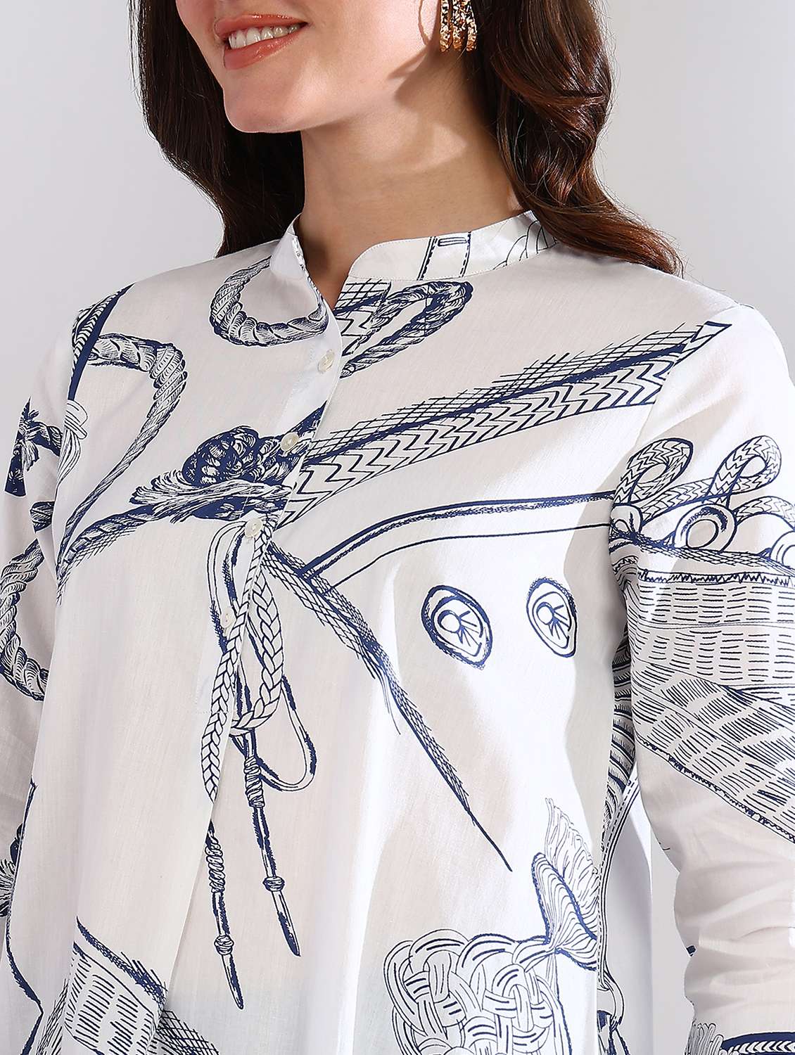 women printed three quarter sleeve a-line kurti - 21978602 - Standard Image - 4