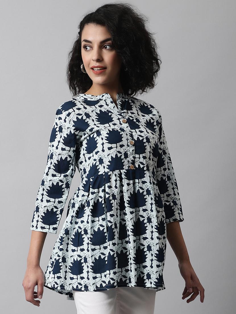 women three quarter sleeve flared kurti - 21978608 -  Standard Image - 1