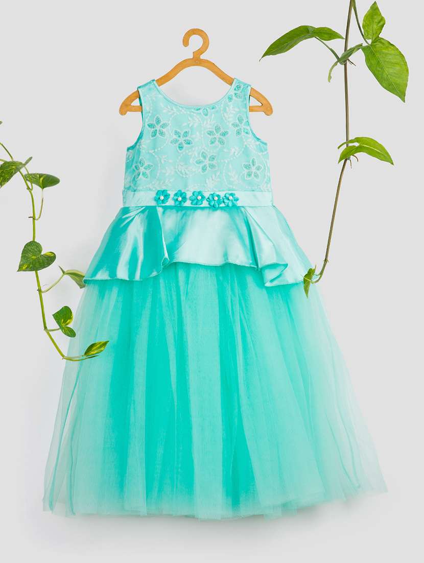 girls self designed sleeveless party gown