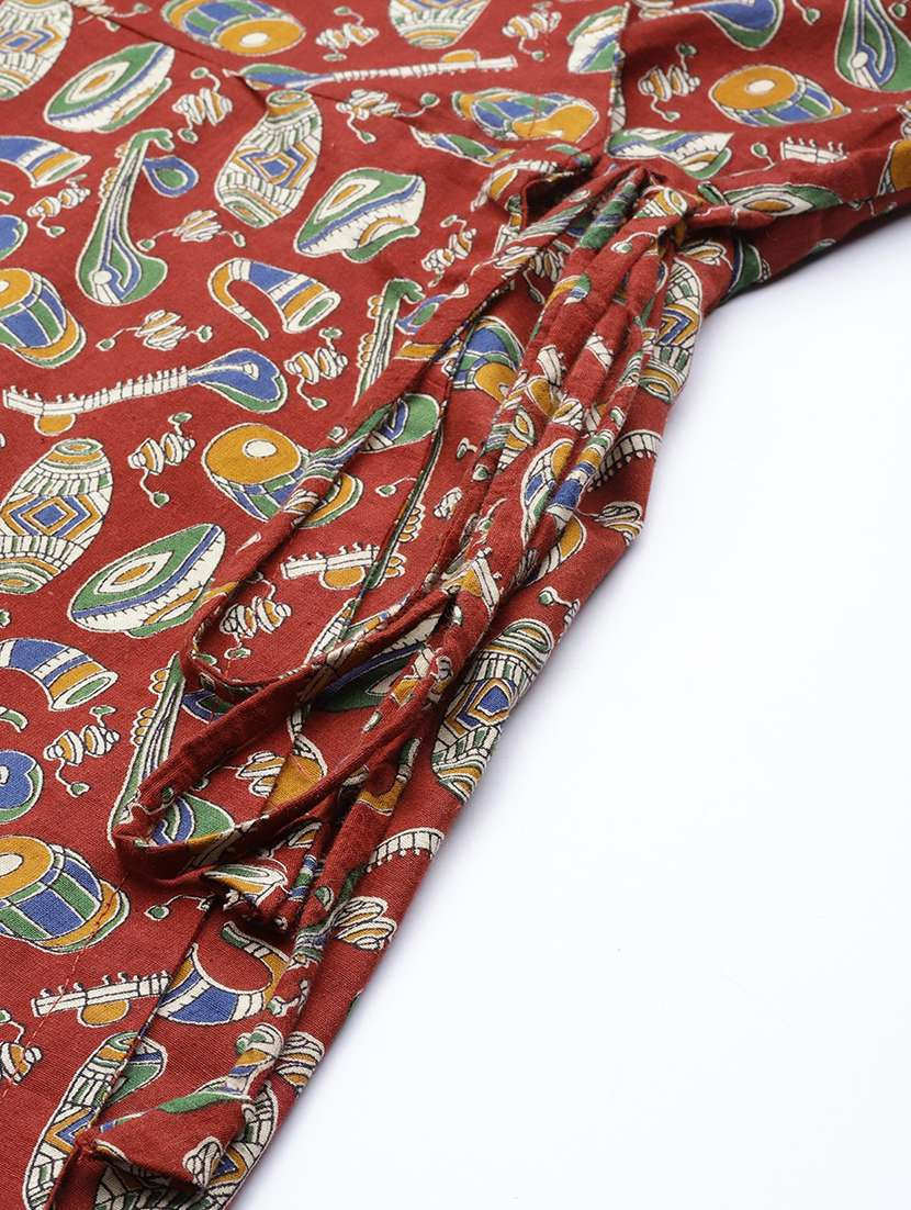 women printed three quarter sleeve angrakha kurti - 21978618 -  Standard Image - 4