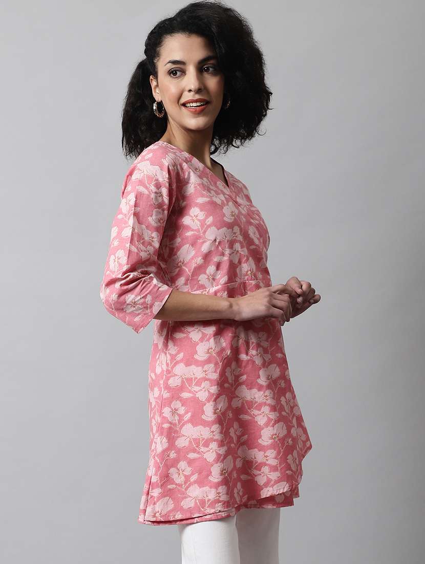 women printed three quarter sleeve angrakha kurti - 21978626 - Standard Image - 1