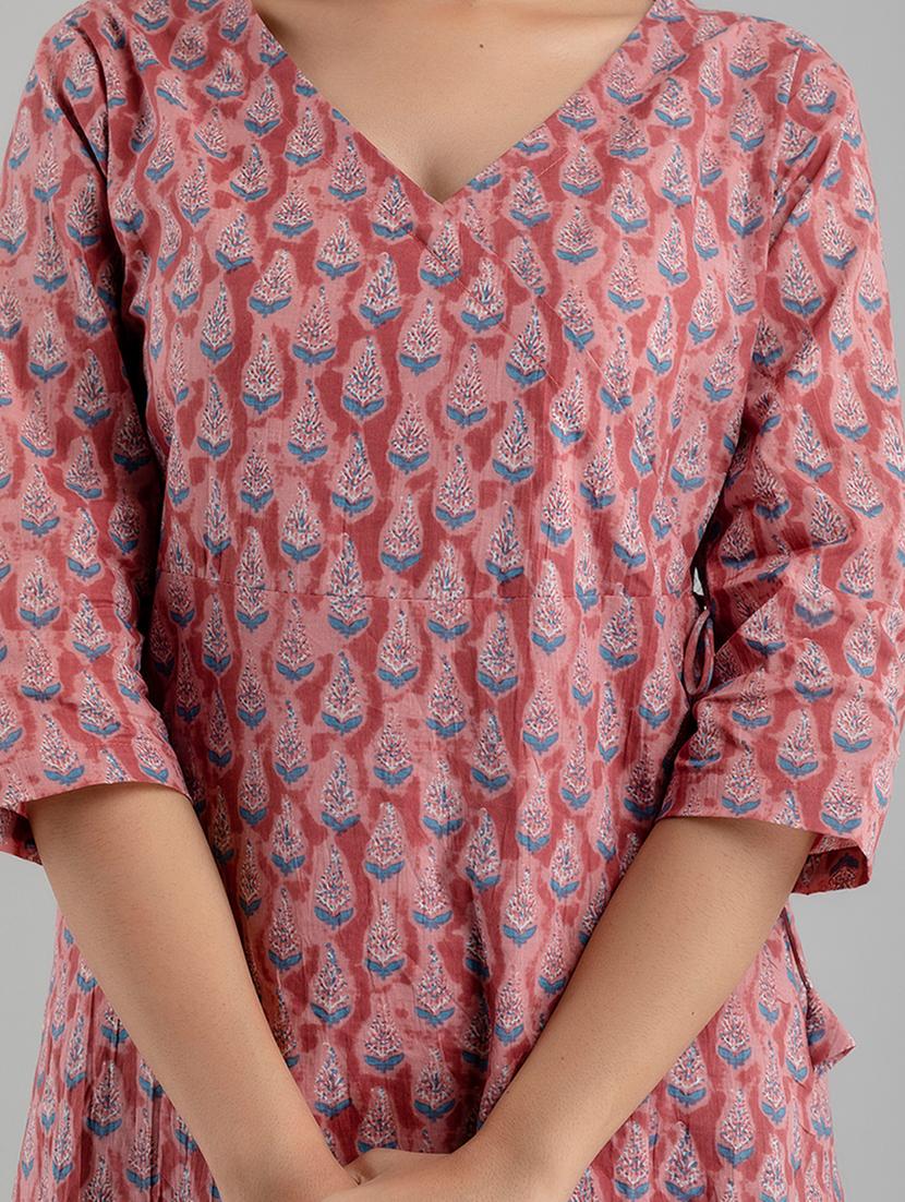 women printed three quarter sleeve angrakha kurti - 21978630 - Standard Image - 4