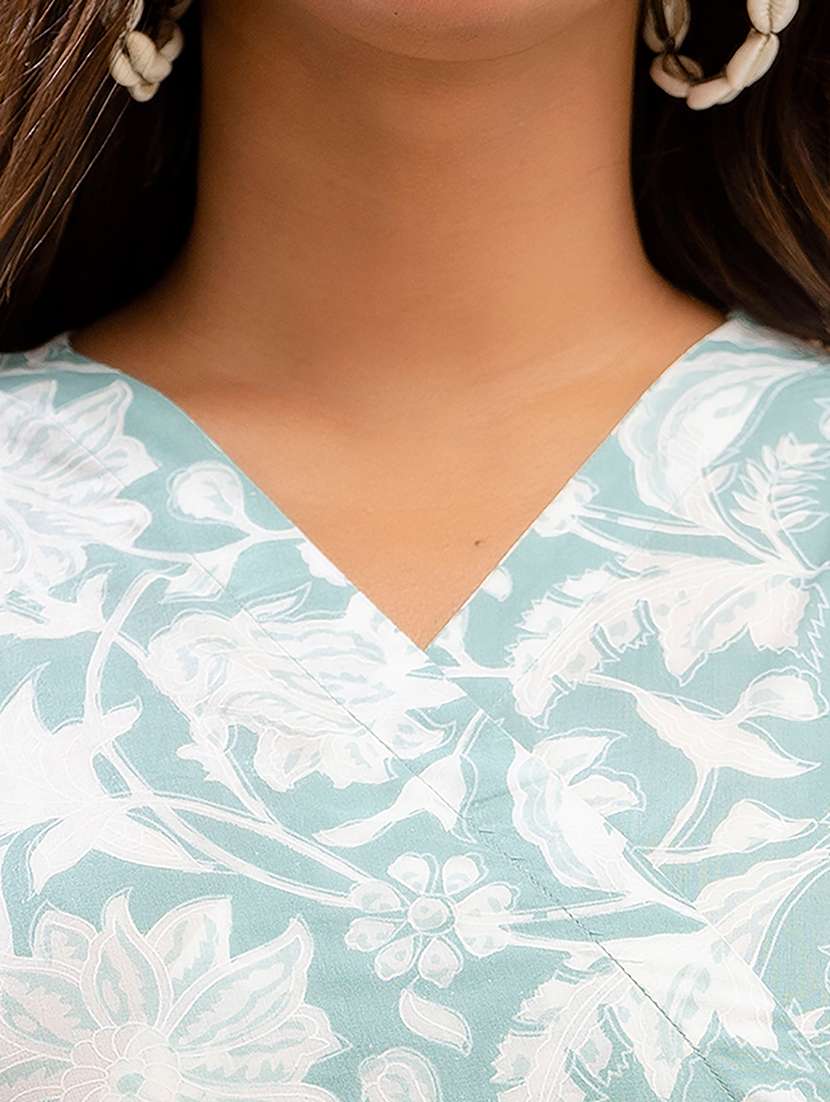 women printed three quarter sleeve angrakha kurti - 21978633 -  Standard Image - 4