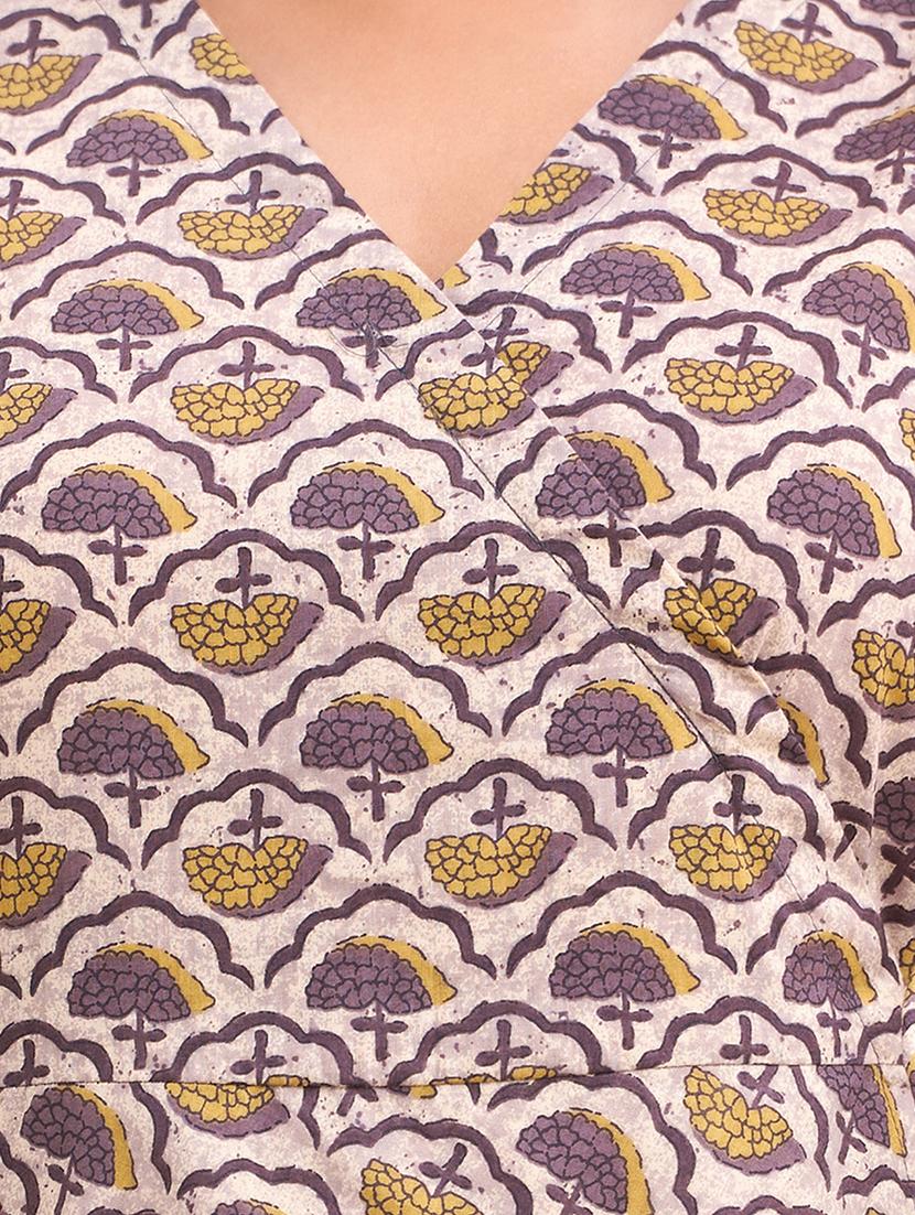 women printed three quarter sleeve angrakha kurti - 21978636 - Standard Image - 4