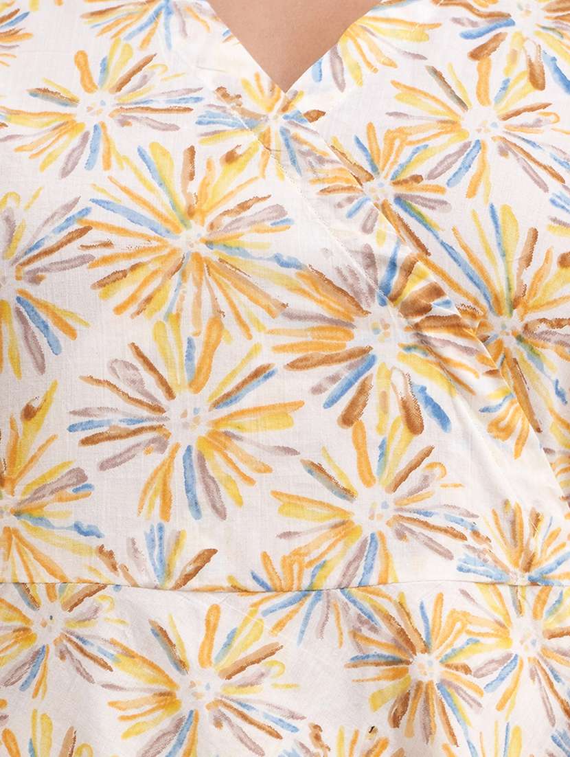 women printed three quarter sleeve angrakha kurti - 21978637 - Standard Image - 4