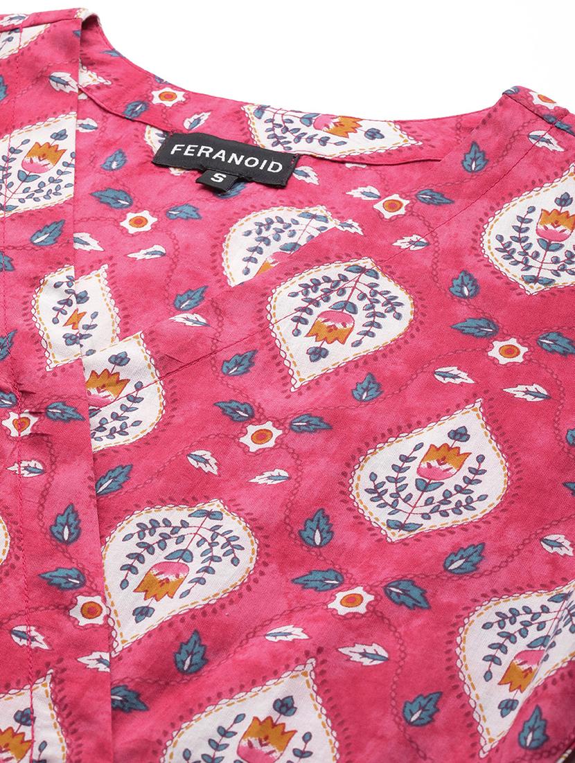 women printed three quarter sleeve angrakha kurti - 21978649 - Standard Image - 4