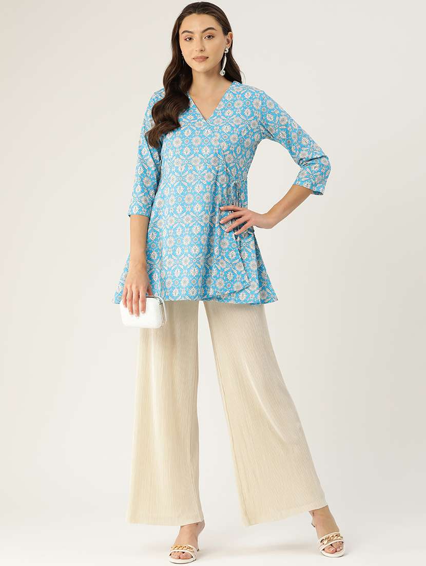 women printed three quarter sleeve angrakha kurti - 21978651 - Standard Image - 4