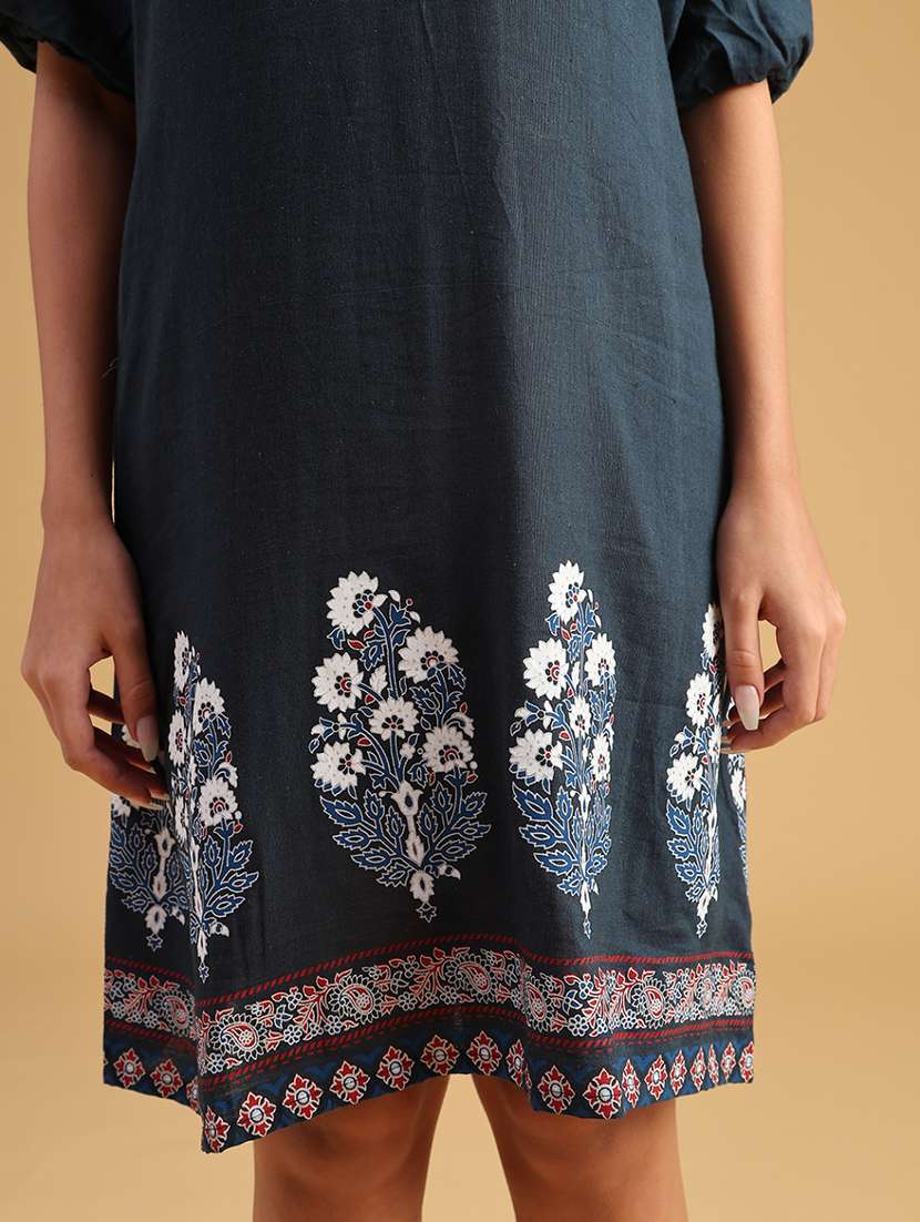 women printed puff sleeve a-line dress - 21978897 -  Standard Image - 4