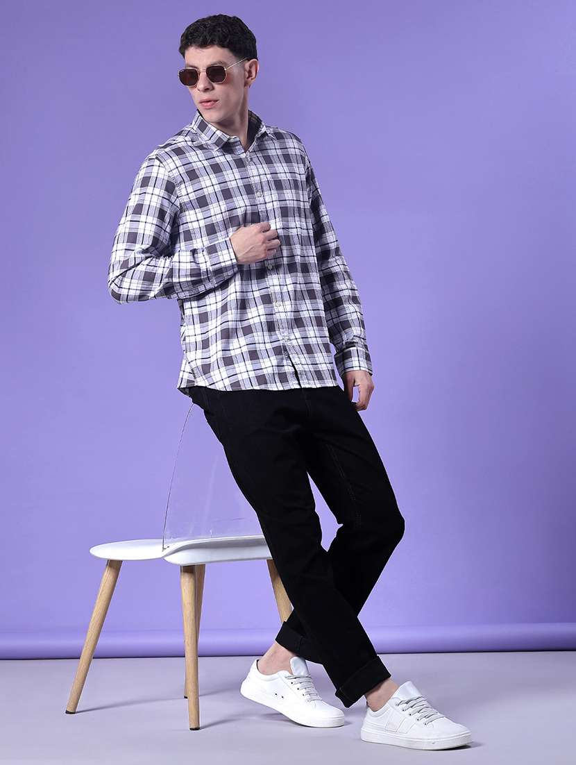 men checkered long sleeve regular fit casual shirt - 21978905 -  Standard Image - 4
