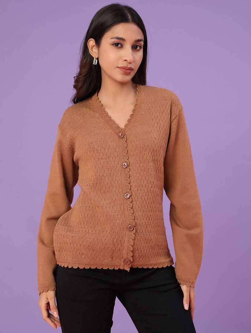 women self design long sleeve cardigan - 21978908 -  Standard Image - 1