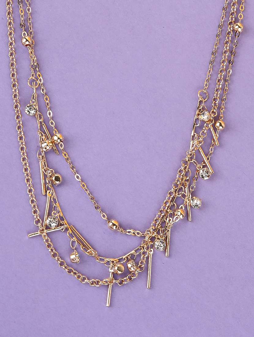 layered gold metal necklace with charms - 21978934 -  Standard Image - 1