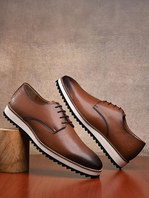men tan lace-up derby - 21979009 -  Standard Image - 0
