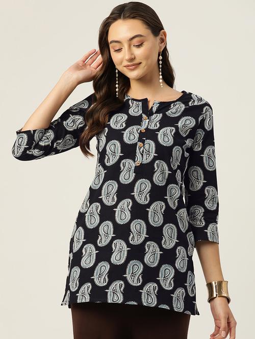 women printed three quarter sleeve straight kurti - 21979025 -  Standard Image - 0