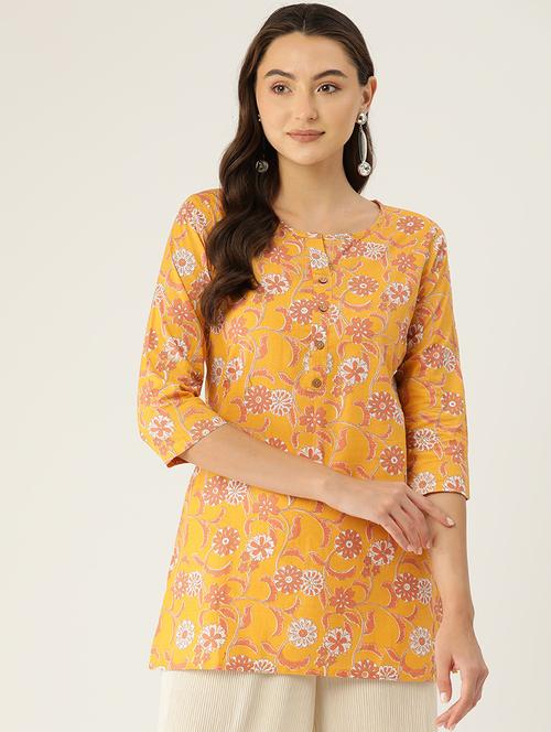 women printed three quarter sleeve straight kurti - 21979027 - Standard Image - 0