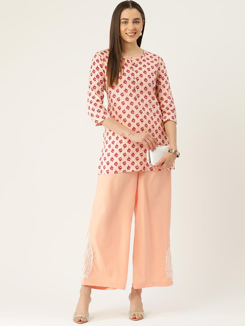 women printed three quarter sleeve straight kurti - 21979028 - Standard Image - 4
