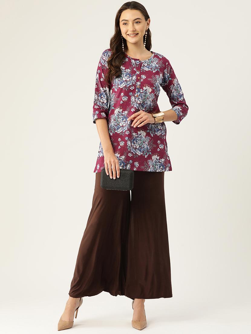 women printed three quarter sleeve straight kurti - 21979029 - Standard Image - 4