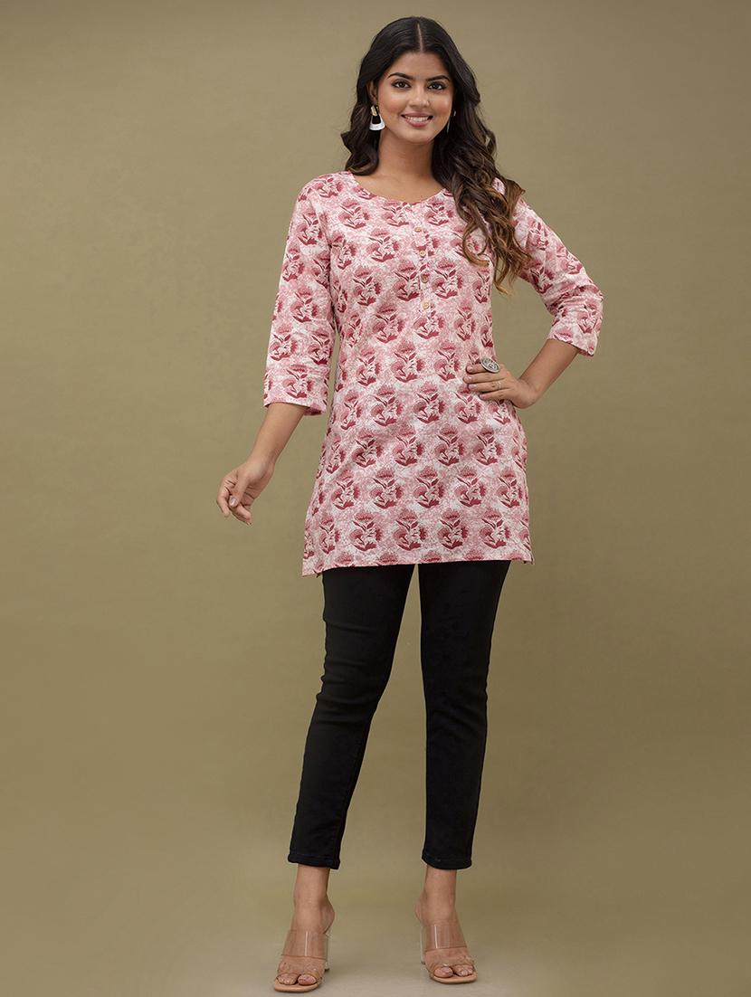 women printed three quarter sleeve straight kurti - 21979039 - Standard Image - 4