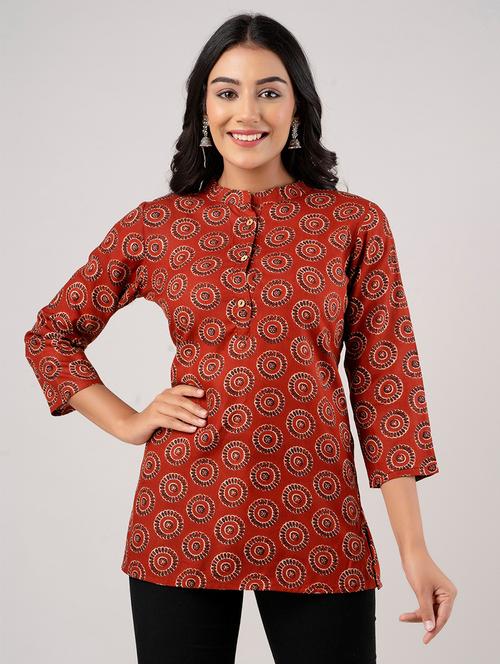women printed three quarter sleeve straight kurti - 21979046 - Standard Image - 0