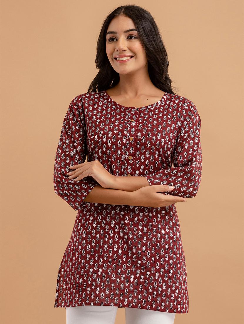 women printed three quarter sleeve straight kurti - 21979049 - Zoom Image - 0