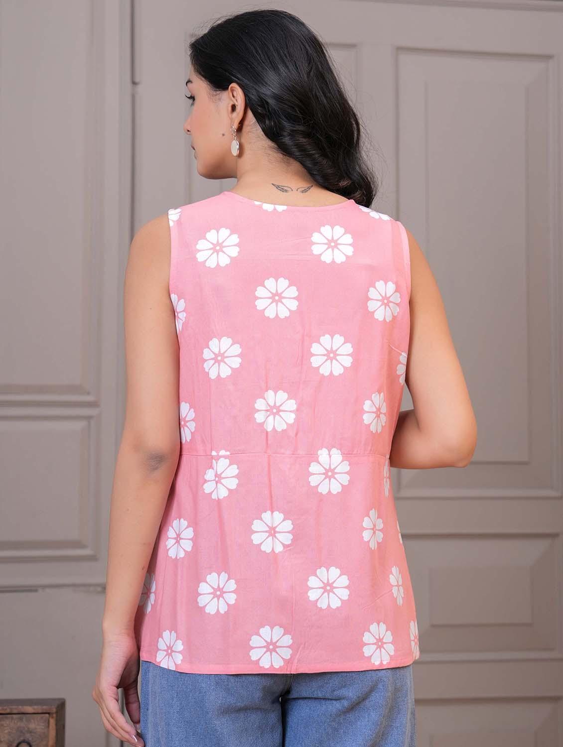 women floral sleeveless a line ethnic top - 21979216 - Standard Image - 4