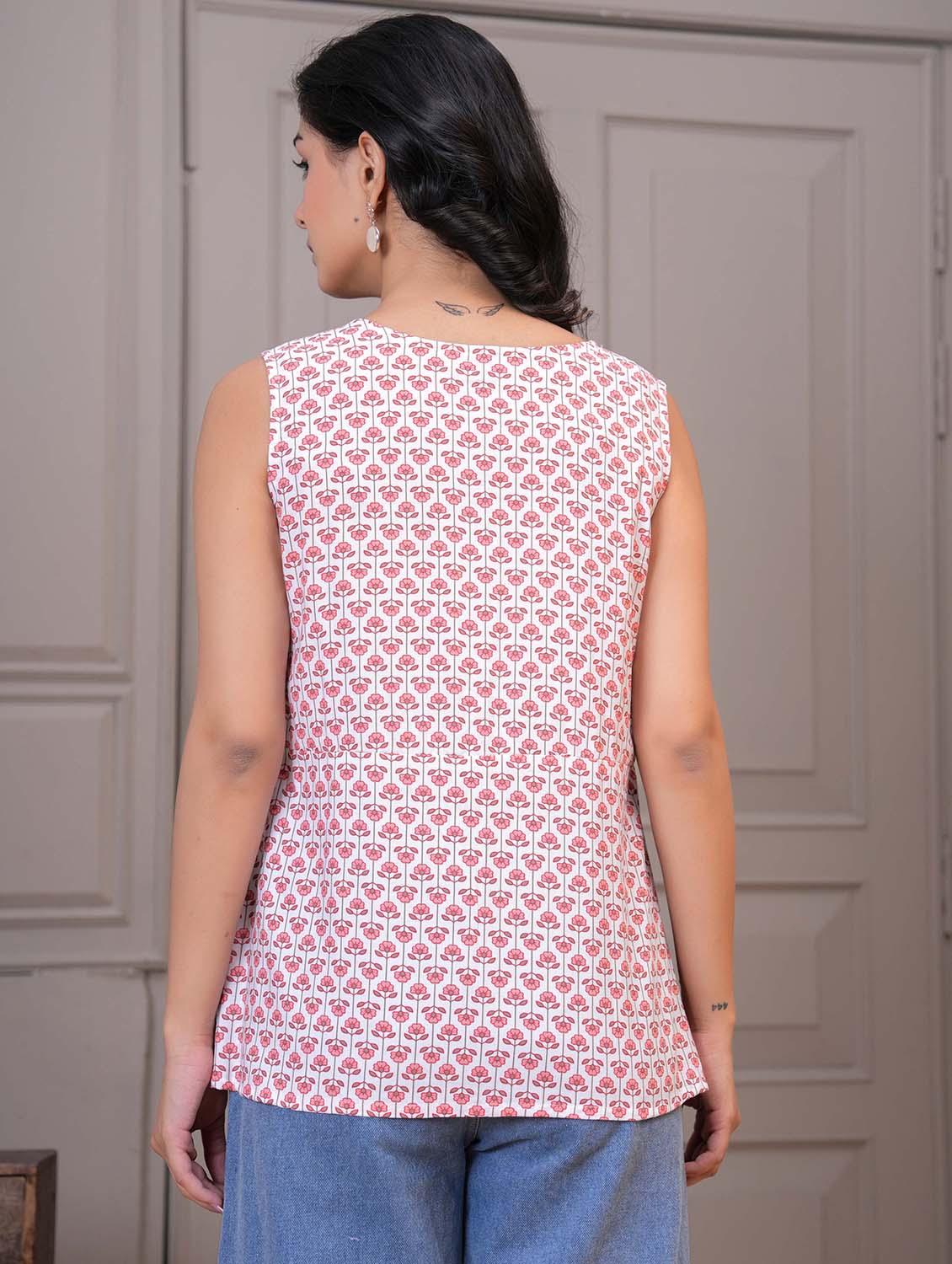 women floral sleeveless a line ethnic top - 21979219 - Standard Image - 4