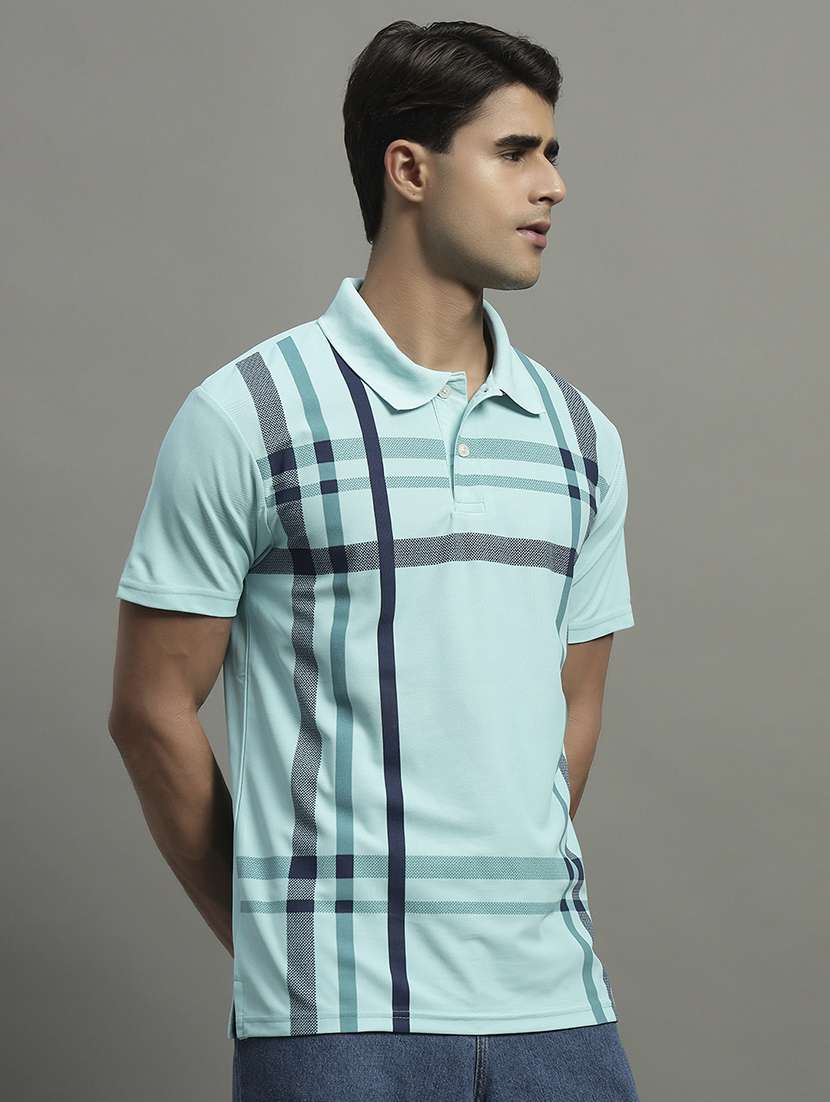 men checkered short sleeve polo t-shirt - 21979225 -  Standard Image - 1